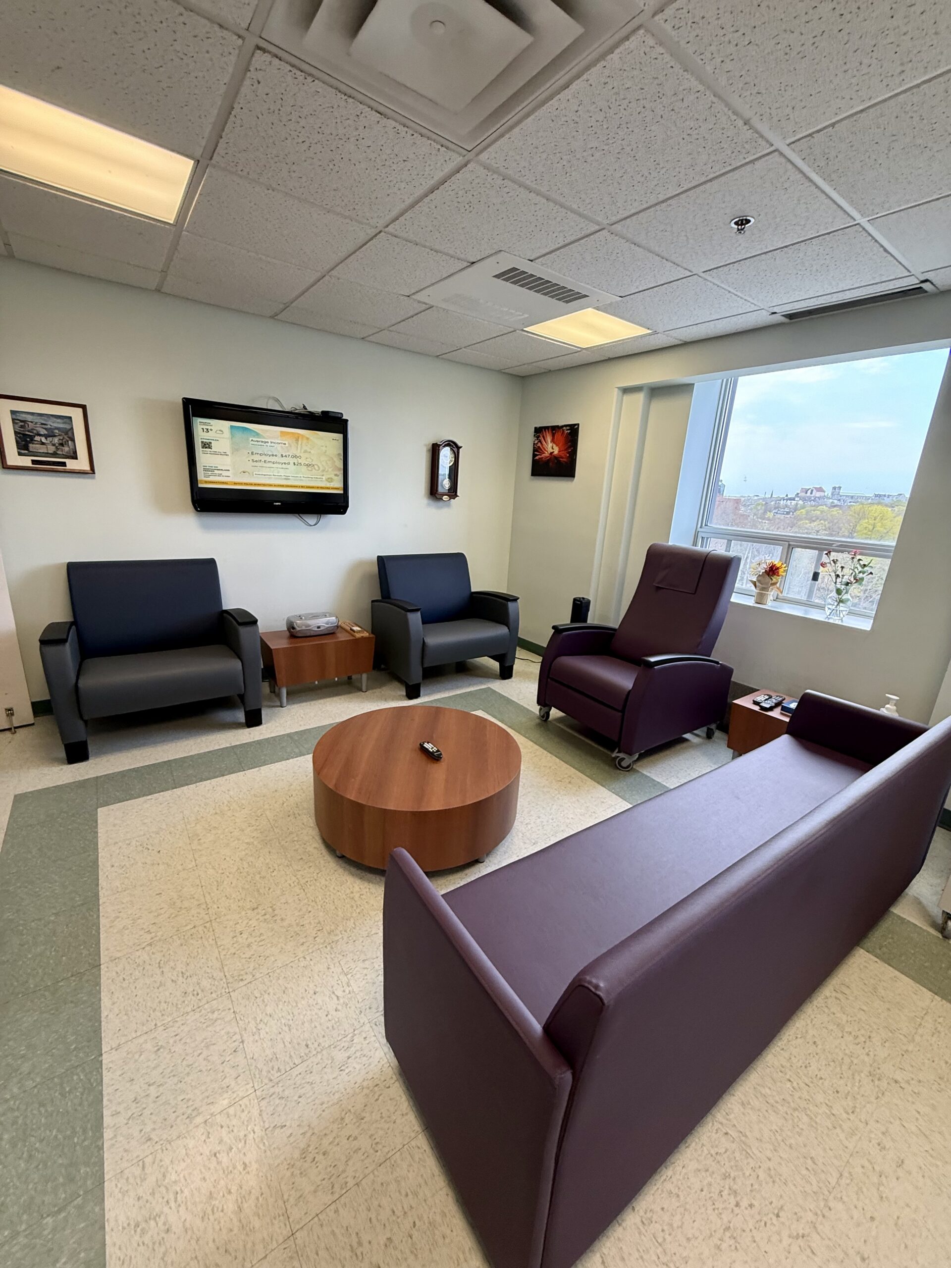 Renovated palliative care family lounge at the Dr. L.A. Miller Centre