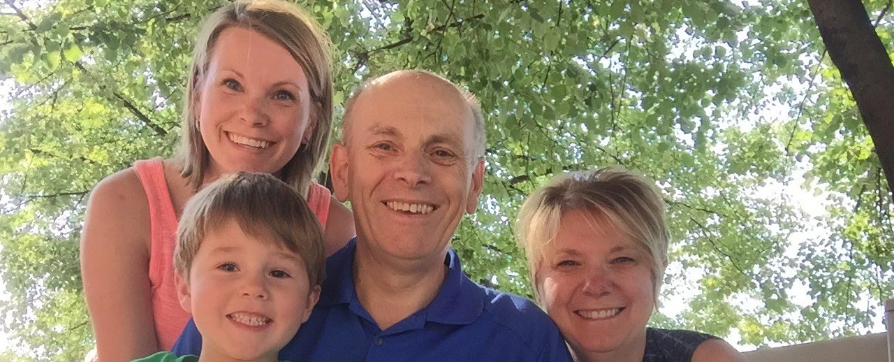 Tom LeGrow, heart transplant recipient, with his family