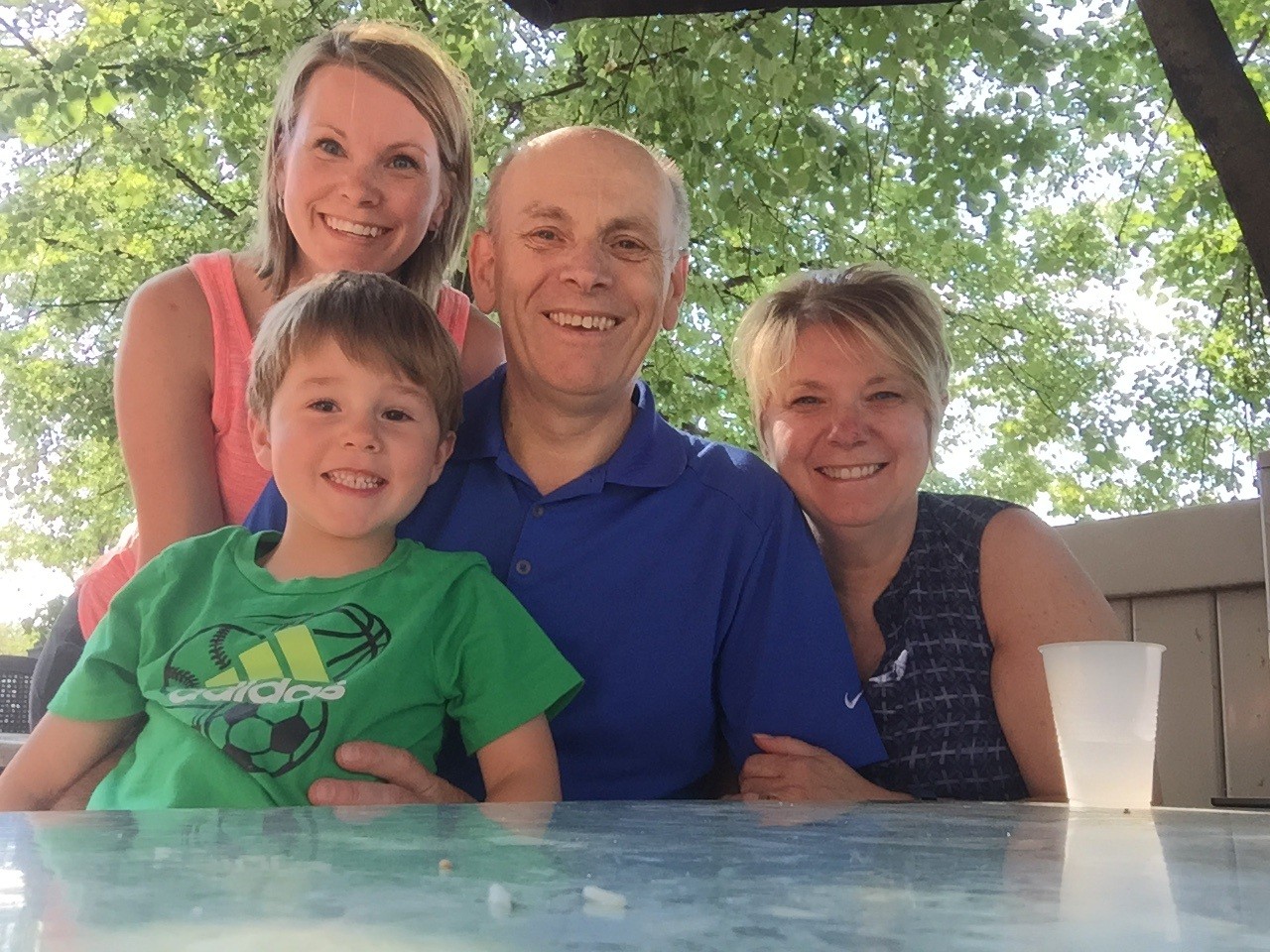 Tom LeGrow, heart transplant recipient, with his family